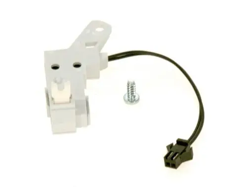 Mikroschalter in grauer und schwarzer Farbe mit Kabel und Steckverbindung, geeignet für Anwendungen von Bosch. Enthält eine Schraube zur Befestigung.